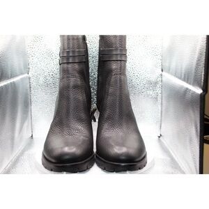 Tory Burch Leigh Lug Sole Black Leather Bootie Size-8